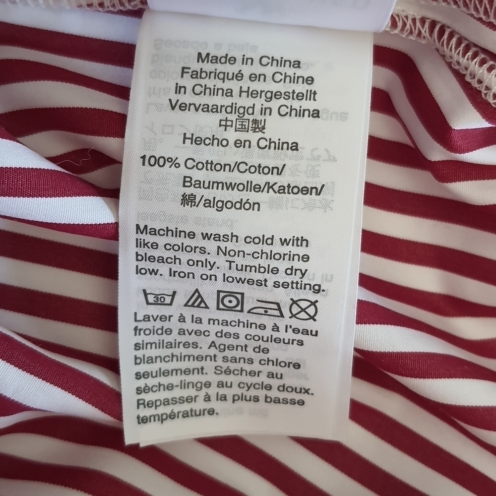NWT J. Crew Striped Top Cotton Long Sleeve Cuffed Red White Stripe - Picture 10 of 10